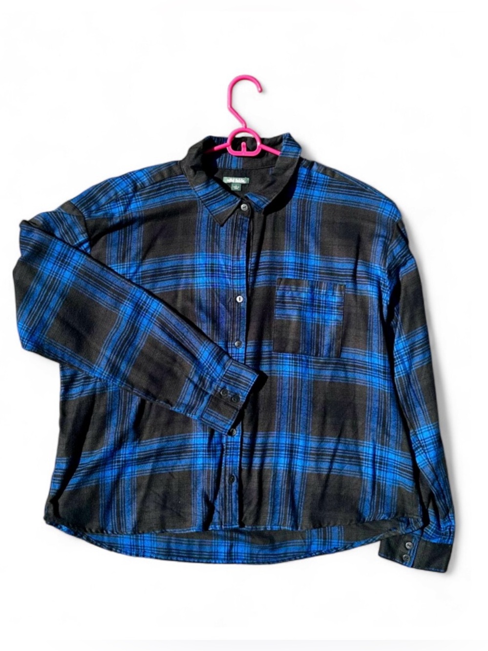 Wild Fable Blue and Black Plaid Button-Up Shirt